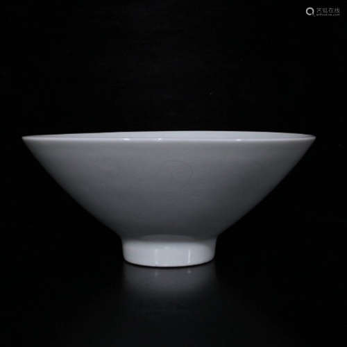 A Sweet White Galze Dragon&Phoenix Pattern Carved Porcelain Bowl