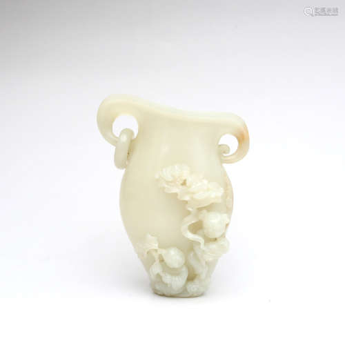 A Boy Carved White Hetian Jade Drinking Vessel