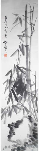 A Chinese Bamboo Painting Scroll, Pu Hua Mark