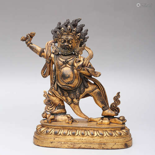 A Gild Bronze Statue of  Vajrapani Bodhisattva