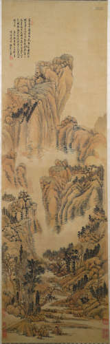 A Chinese Landscape Painting Scroll, Wang Hui Mark