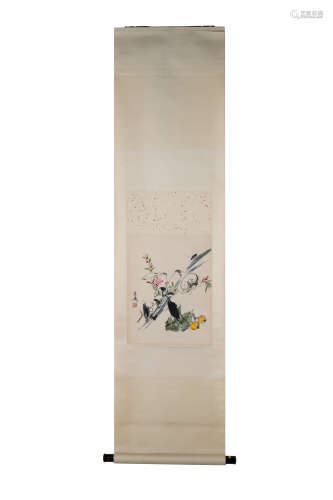 Chinese Ink And Color Scroll Painting, Xue Tao Mark