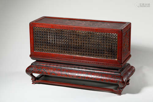 Chinese Lacquer Wood Box And Stand