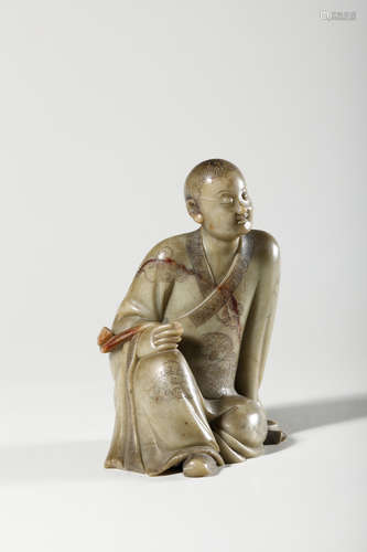 Chinese Soapstone Carved Seated Lohan