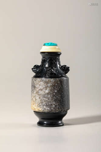 Chinese Glass And Jade Snuff Bottle