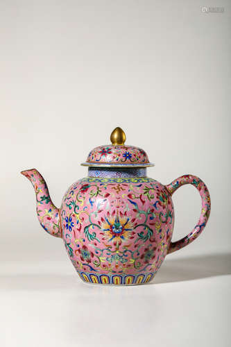 Chinese Famille Rose Porcelain Tea Pot, Marked