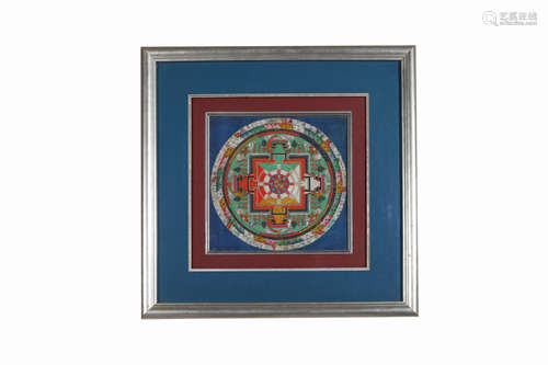 Chinese Tibetan Buddhist Framed Mandala Painting