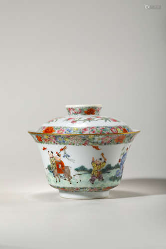 Chinese Famille Rose Porcelain Bowl, Marked