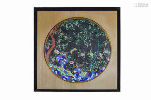 Chinese cloisonne wall panel