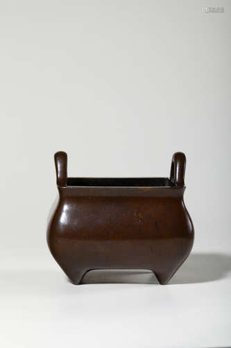 Chinese Bronze Censer With Handles, Marked