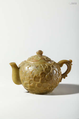 Chinese Soapstone Carved Tea Pot