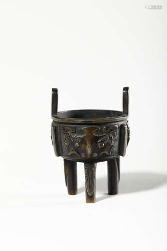 Chinese Bronze Ding Vessel Censer