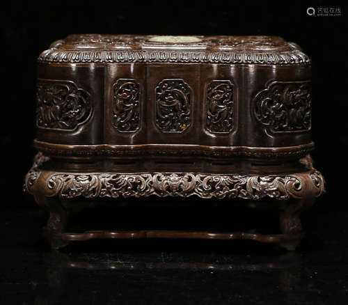 ZITAN WOOD CARVED BOX WITH LID