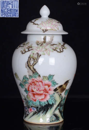 DAQINGQIANLONGNIANZHI MARK FAMILLE ROSE GLAZE JAR