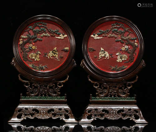 PAIR OF HUANGHUALI WOOD CARVED SCREEN