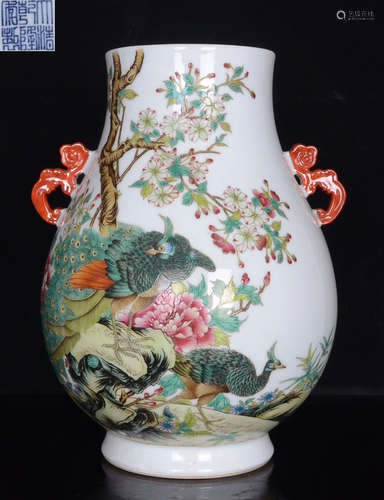 DAQINGQIANLONGNIANZHI MARK ENAMELED GLAZE VASE