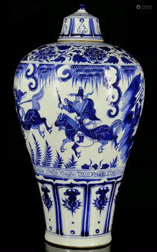 BLUE&WHITE GLAZE JAR WITH FIGURE STORY PATTERN