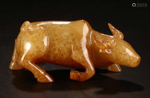 HETIAN JADE CARVED COW SHAPED PENDANT