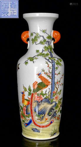 YONGZHENGNIANZHI MARK ENAMELED GLAZE CARVED VASE