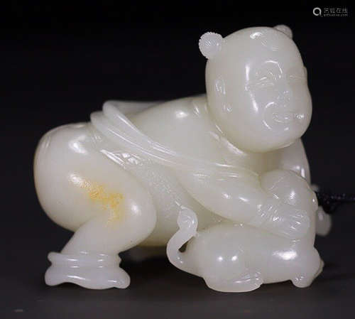 HETIAN JADE CARVED FIGURE SHAPED PENDANT