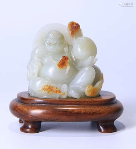 HETIAN JADE CARVED MAITREYA STATUE