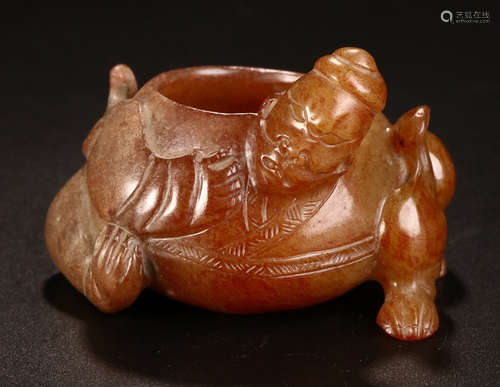 HETIAN JADE CARVED BRUSH WASHER