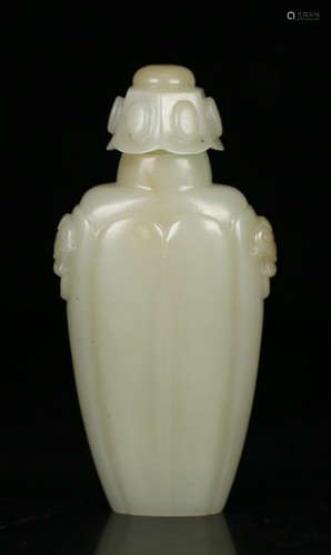 HETIAN JADE CARVED DOUBLE EAR VASE