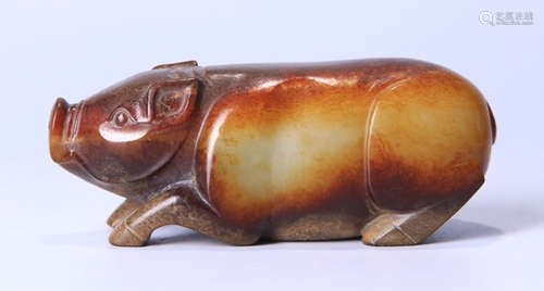 ANTIQUE JADE CARVED PIG SHAPED PENDANT