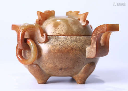 ANTIQUE JADE CARVED CENSER