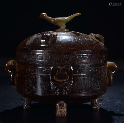 ANTIQUE JADE CARVED CENSER