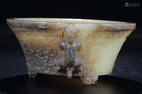 ANTIQUE JADE CARVED CENSER