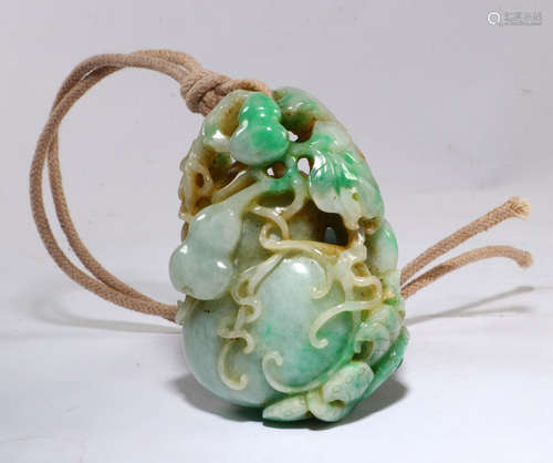 JADEITE CARVED GOURD SHAPED PENDANT