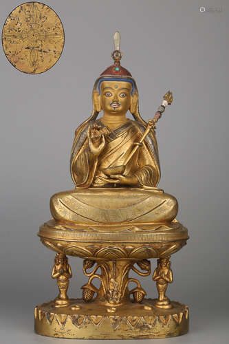 GILT BRONZE CAST PADMASAMBHAVA BUDDHA STATUE