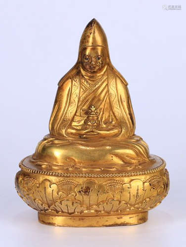 GILT BRONZE CAST TSONGKAHAPA STATUE