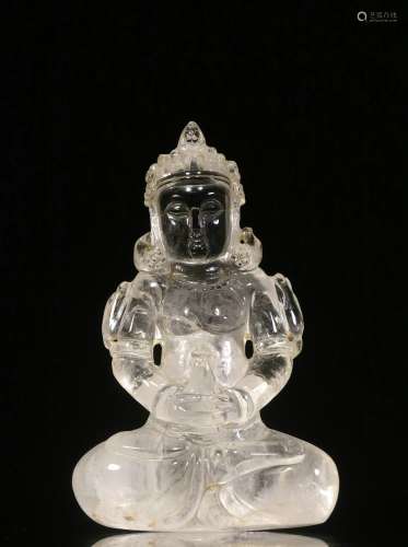 Overseas Backflow. Old Collection. Natural Crystal Hand-carved Figurine of Buddha