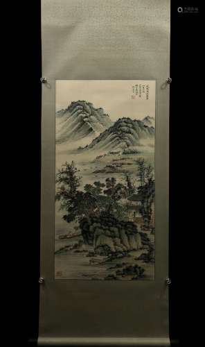 chinese vertical painting of landscape by wu hufan in modern times