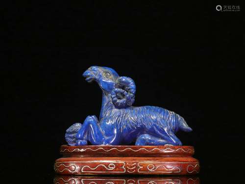 Backflow.  Lapis Lazuli Hand-carved Goat Ornament,  the Republic of China