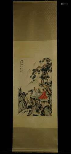 Vertical Painting :Hermits Preaching under a Pine Tree  by Huang Jun