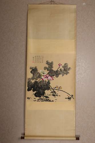 chinese vertical painting of flower and bird