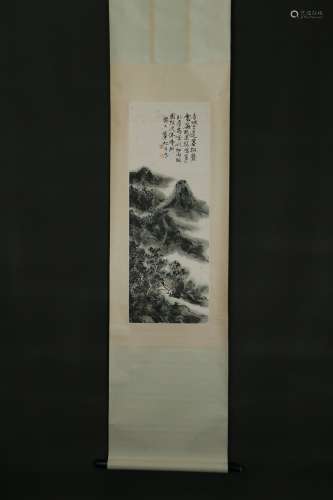 chinese vertical painting of landscape by huang binhong in modern times