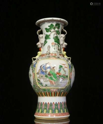 Backflow.Quality Good. Vase with Designs of Figures , Lanscape,  Flowers and Birds in Contrasting Colors ,  the Republic of China