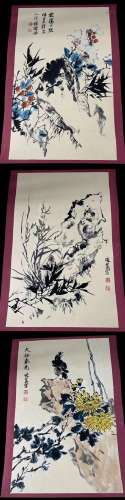 chinese album of painting of flower by guo weiqiu in modern times
