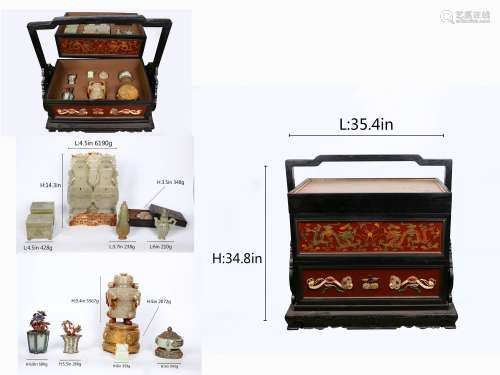 a set of imperial jade ware treasure cabinet