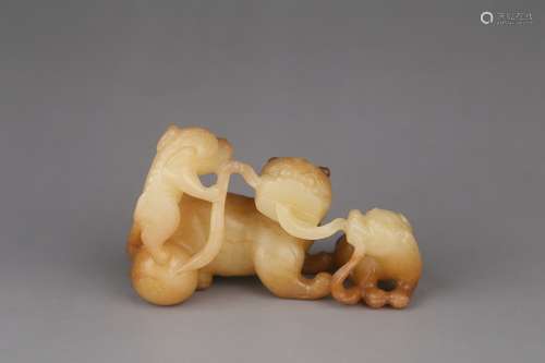 Hetian Jade Ornament Carved with Herd ,Qing Dynasty