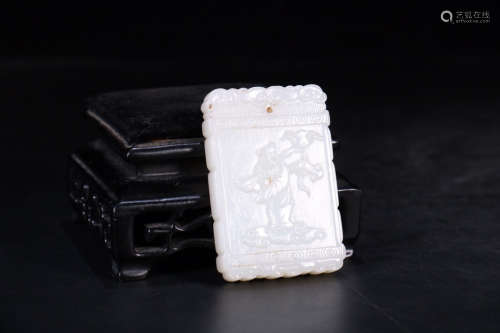 Old Xinjiang Hetian White Jade Pendant  Represents Good Luck and Happiness  ,Qing Dynasty
