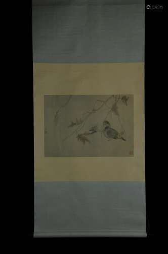 Vertical Painting :Double Cranes  by Jiang Hongwei