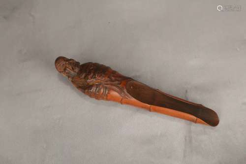 Bamboo Tea Shovel Carved with Arhat , Qing Dynasty