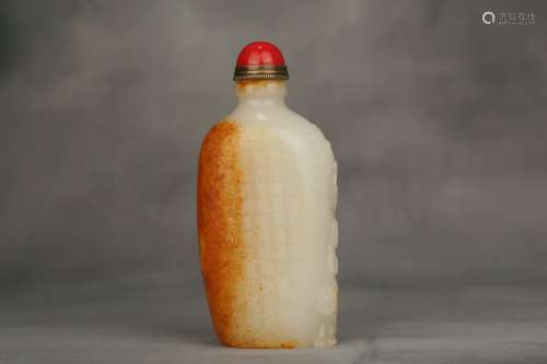 Hetian Jade Snuff Bottle  Carved with 
