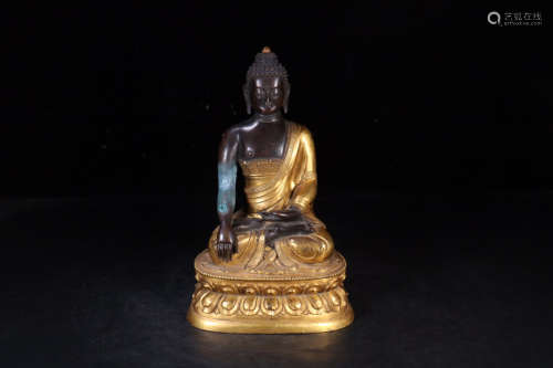 Tibetan Gilt Copper Figurine of Buddha , Qing Dynasty