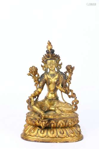 Old Collection Gilt Copper Statue of Buddha